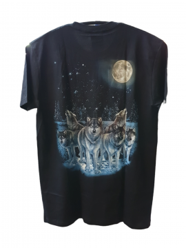 Wlfe mit Mond - Bild vergrern 