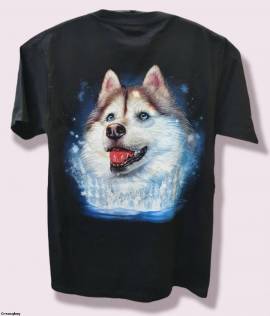 Huskys mit Schneeflocken - Bild vergrern 