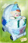 Windelwagen / Kinderwagen mit Schmusetuch Clown - rosa o. blau